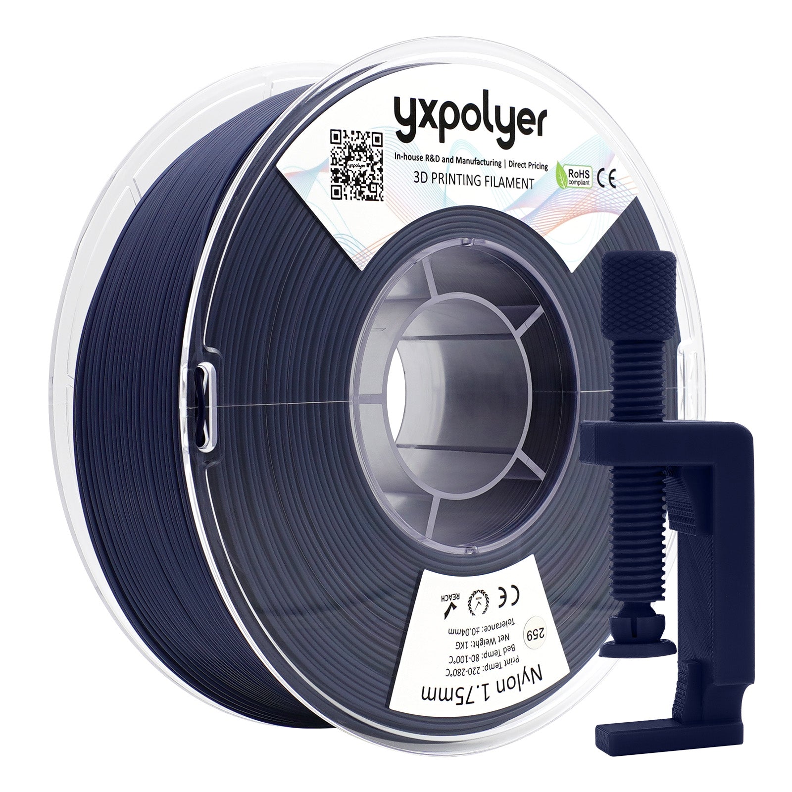 YXPOLYER Nylon 3D Printer Filament Blue PA6 1kg Nylon with Heat