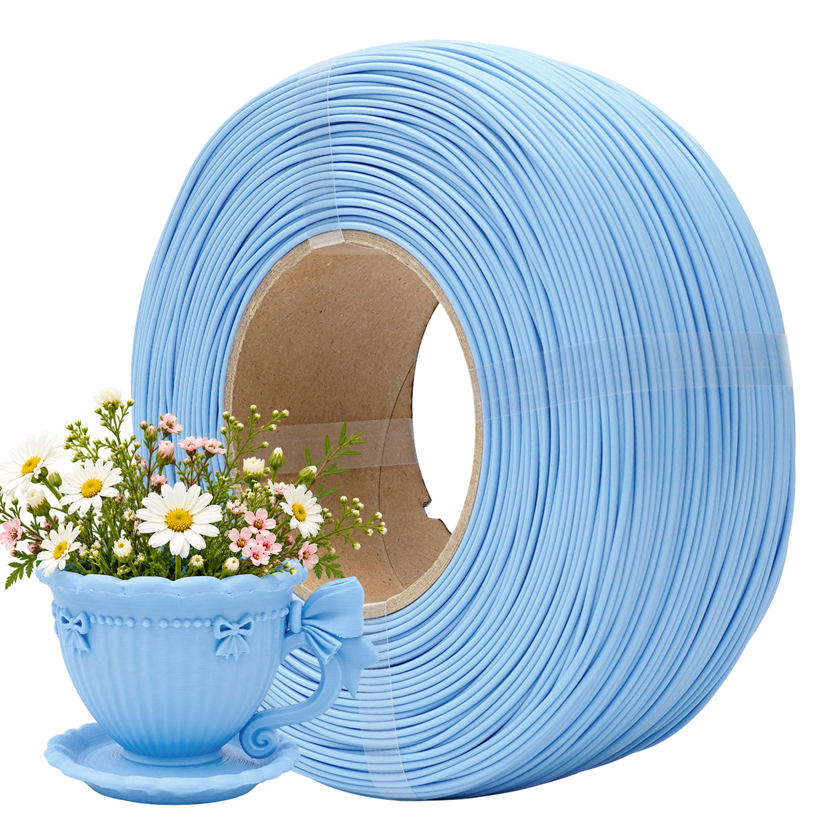 YXPOLYER Pastel Blue PLA+ Refill Filament with a 3D Printed Floral Planter