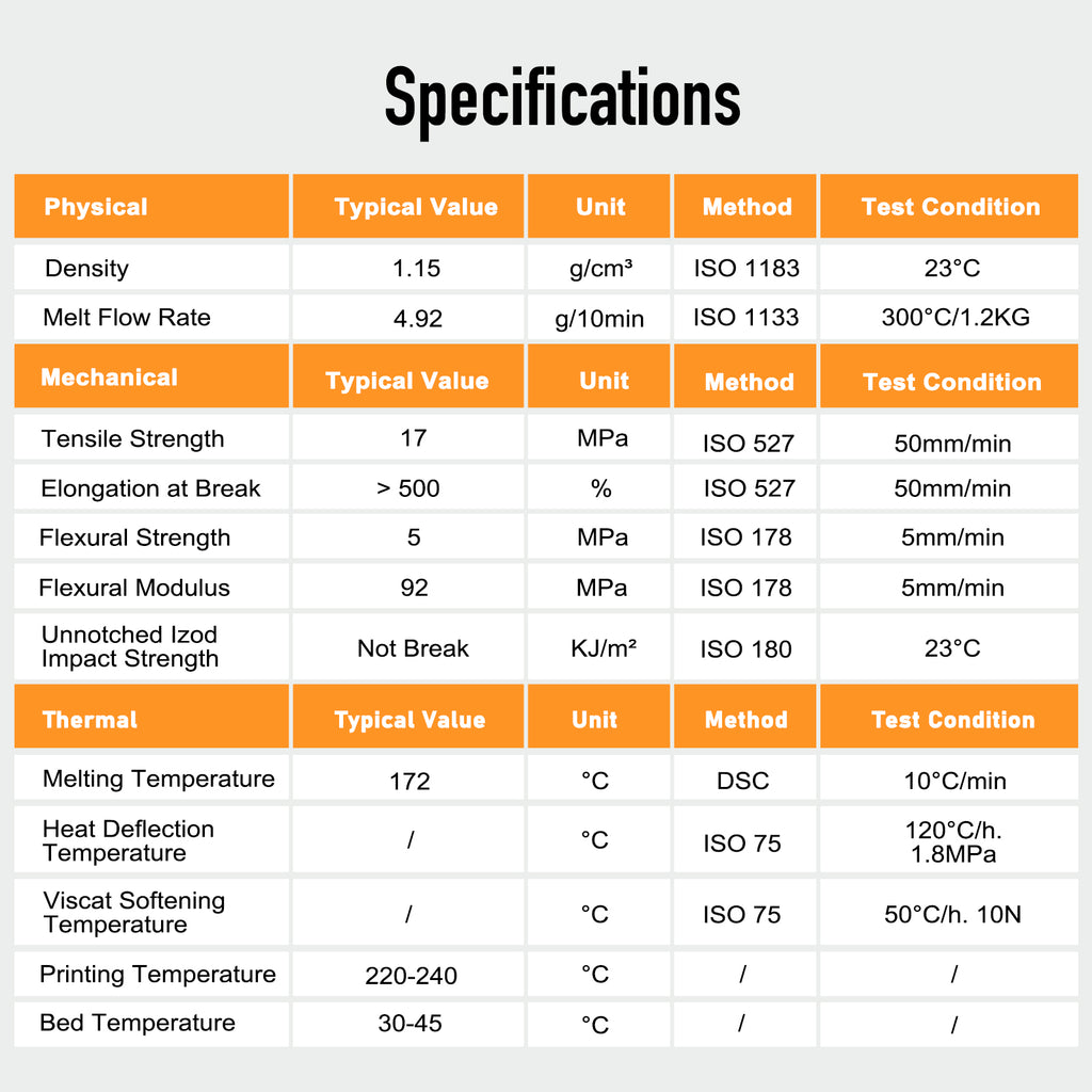 Flexible PLA Light Orange