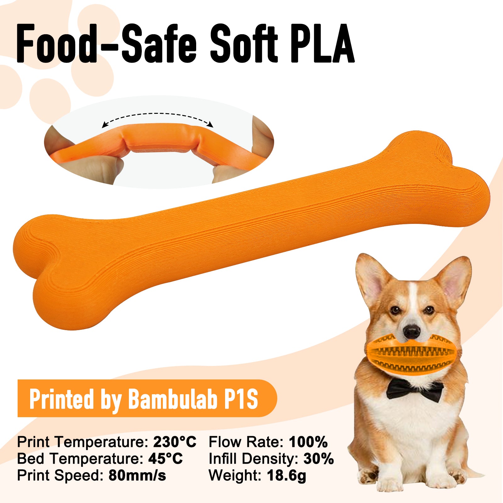 Flexible PLA Light Orange